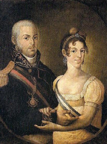 Manuel Dias de Oliveira Portrait of John VI of Portugal and Charlotte of Spain oil painting picture